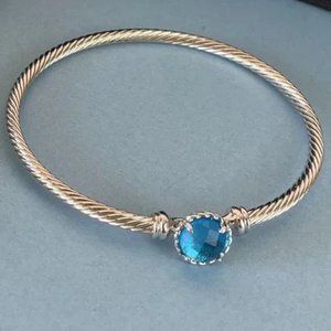 David Yurman 3mm Bracelet with Blue Topaz, Length 19cm